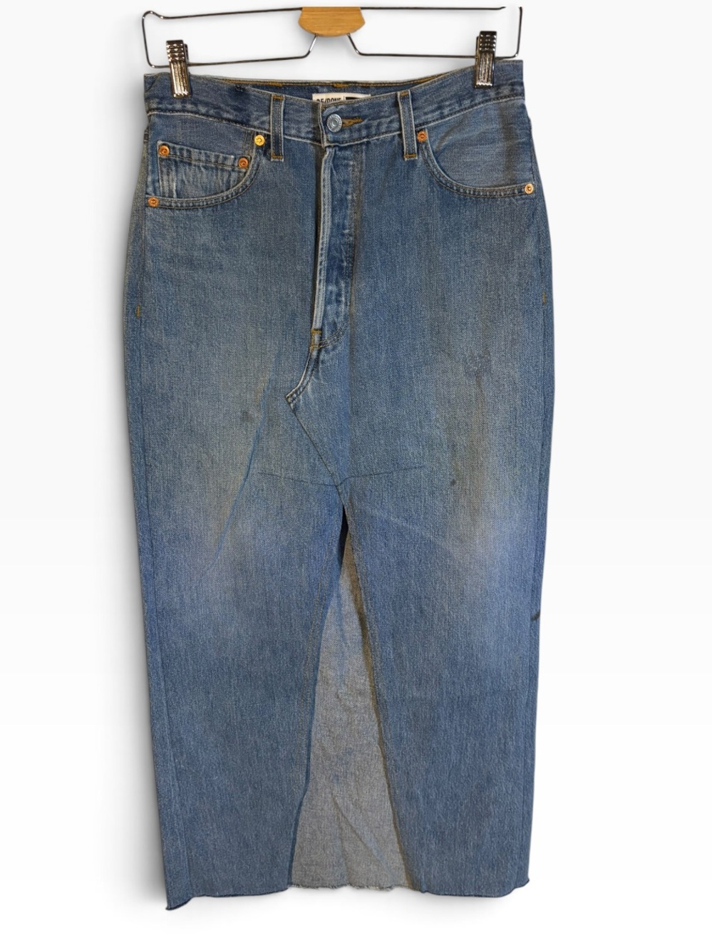 RE/DONE NWT Deconstructed Denim Maxi skirt in Sz 27 - Picture 2 of 8